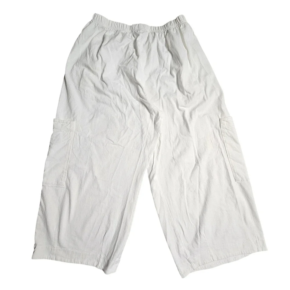 Bryn Walker Cotton Cropped Capri Cargo Pants Wide Leg Womens XL Lagenlook Y2K - Picture 2 of 8